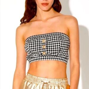 Walter Baker Gabby Houndstooth Bandeau Cropped Top M New